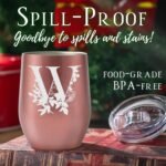 Onebttl Personalized Tumblers with Lids for Women, Monogrammed Coffee Cup with Initials, Gifts for Her, Girls, Bridesmaids, Friends, Sisters, Mom, Rose Gold, W - Image 4