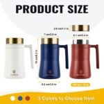 Insulated Coffee Mug with Handle and Lid, 480ml/16oz Stainless Steel Coffee Cup, Travel Coffee Mug Tumbler for Hot and Cold Coffee, Tea, Drinks(Red) - Image 4