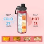 SASEUM Sport Water Bottle 18oz Stainless Steel Double Wall Vacuum Thermal Mug with Leak Proof Spout Lids, Wide Mouth Metal Insulated Water Jug for Gym and Travel（Red） - Image 7