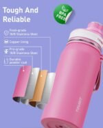 TOURIT 32oz Stainless Steel Wide Mouth Water Bottle, Double-Wall Vacuum Insulation with Spout Lid for Sports and Travel, White - Image 3