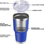 DOMICARE 30 oz Tumbler with Lid and Straw, Stainless Steel Tumblers Bulk, Insulated Vacuum Double Wall Travel Coffee Mug, Durable Powder Coated Tumbler Cup (Dark Blue, 1) - Image 5