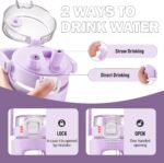 BLUEGO 40oz Glass Tumbler with Lid and Straw, Glass Water Bottles with Handle, Glass Cup with Time Marker and Silicone Sleeve, Fits Most Cup Holder, Leak-proof, Purple - Image 3