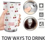 FOLAI Coffee Travel Mug, Stainless Steel Double Wall Personalized Tumbler, Coffee Tumbler, Leak-Proof With Lid, 20 Ounces, Gift For Men And Women Lovers (Cherry) - Image 3