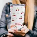FOLAI Coffee Travel Mug, Stainless Steel Double Wall Personalized Tumbler, Coffee Tumbler, Leak-Proof With Lid, 20 Ounces, Gift For Men And Women Lovers (Cherry) - Image 4