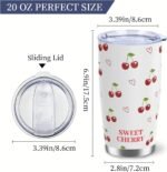 FOLAI Coffee Travel Mug, Stainless Steel Double Wall Personalized Tumbler, Coffee Tumbler, Leak-Proof With Lid, 20 Ounces, Gift For Men And Women Lovers (Cherry) - Image 5