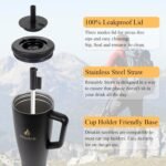 40 oz Black Stainless Steel Tumbler | 100% Leak Proof Tumbler With Lid And Straw | Travel Mug For Hot And Cold Drinks | Double Wall Vacuum Insulated Cup | Eco-Friendly Reusable Cup - Image 4