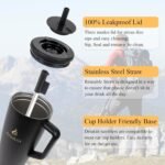 40 oz Black Stainless Steel Tumbler | 100% Leak Proof Tumbler With Lid And Straw | Travel Mug For Hot And Cold Drinks | Double Wall Vacuum Insulated Cup | Eco-Friendly Reusable Cup - Image 9