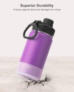 koodee Small Water Bottle 2 Pack-12 oz Stainless Steel Vacuum Insulated Sports Water Bottle with Leakproof Spout Lid (Purple- Royal Blue) - Image 4