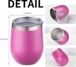 12oz/6 Pack Wine Tumbler Glasses with Lid Stemless Double Wall Vacuum Stainless Steel Travel Tumbler Keeping Cold & Hot for Wine,Coffee,Cocktails,Christmas Drinks-Family and Gifts - Image 3