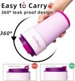 16 oz Travel Coffee Mug with Ceramic Coating, Leak-Proof Vacuum Insulated Coffee Tumbler with Lid, Reusable Double Wall Stainless Steel Travel Cup for Hot& Cold Drinks (Violet Dream) - Image 3