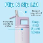GROSCHE Alpine Flip n' Sip 20 oz Insulated Water Bottle - Stainless Steel, Leakproof Flask with Straw - Perfect for Gym, Travel & Outdoor Use - Keeps Water Cold up to 60 hrs - Lavender - Image 3