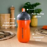 Tommee Tippee Superstar Straw Insulated Bottle, for 12m+, 9oz, Pack of 1 Non-Spill Toddler Water Bottle, Orange, with Easy-Hold Handle and Soft Silicone Straw, Leak-Proof and BPA Free - Image 3