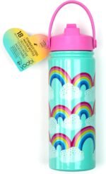 Yoobi Rainbow Sprinkles Stainless Steel Water Bottle 18 oz w/Spill-Proof Lid Straw Dishwasher Safe Adult & Kids Bottle BPA & PVC-Free Leak Proof (Mint Rainbow Sprinkles) - Image 3