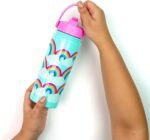 Yoobi Rainbow Sprinkles Stainless Steel Water Bottle 18 oz w/Spill-Proof Lid Straw Dishwasher Safe Adult & Kids Bottle BPA & PVC-Free Leak Proof (Mint Rainbow Sprinkles) - Image 4