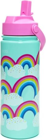 Yoobi Rainbow Sprinkles Stainless Steel Water Bottle 18 oz w/Spill-Proof Lid Straw Dishwasher Safe Adult & Kids Bottle BPA & PVC-Free Leak Proof (Mint Rainbow Sprinkles) - Image 5
