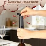 Wine Saver Vacuum Pump Set with 4 Reusable Wine Stoppers, Wine Bottle Preserver & Sealer, Keeps Wine Fresh Longer, Ergonomic Handle, Ideal Gift for Wine Lovers - Image 4
