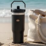LILY 30 Oz Tumbler with Handle and Straw, Travel Mug with Straw Lid, Stainless Steel Double Wall Mug and Insulated Water Bottle, Leak-Proof Coffee Cup for Office and Beverages (Black) - Image 3