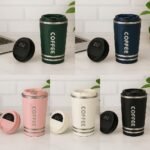Stainless steel travel mug with smart temperature display lid 510ml (Green) - Image 6