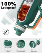 TOURIT 64oz Insulated Water Bottle Stainless Steel, Half Gallon Large Water Jug with 2-in-1 Handle, Double Wall Vacuum Metal Keep Cold & Hot, Wide Mouth Sport Water Flask For Gym, Travel, Black - Image 4