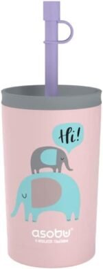 asobu Stainless Steel Kids Tumbler with Flexible Straw Lid | Insulated Water Bottle | Reusable Travel Cup 12 Ounce (Pink) - Image 3