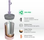 asobu Stainless Steel Kids Tumbler with Flexible Straw Lid | Insulated Water Bottle | Reusable Travel Cup 12 Ounce (Pink) - Image 6