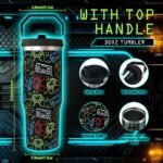 30 oz Gamer Tumbler with Straw, 30oz Gaming Flip Straw Tumbler Insulated Coffee Travel Mugs Cup Water Bottle Gamer Gifts for Men Dad Boy Boyfriend - Image 3