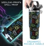 30 oz Gamer Tumbler with Straw, 30oz Gaming Flip Straw Tumbler Insulated Coffee Travel Mugs Cup Water Bottle Gamer Gifts for Men Dad Boy Boyfriend - Image 4