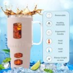 Glass Water Tumbler with Straw and Lid, 32 oz Water Bottle with Handle,Bamboo Lid & Stainless Steel Straw, Portable for Car Holder, Office, Outdoor, Gym - Image 4