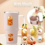 Glass Water Tumbler with Straw and Lid, 32 oz Water Bottle with Handle,Bamboo Lid & Stainless Steel Straw, Portable for Car Holder, Office, Outdoor, Gym - Image 6