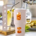 Glass Water Tumbler with Straw and Lid, 32 oz Water Bottle with Handle,Bamboo Lid & Stainless Steel Straw, Portable for Car Holder, Office, Outdoor, Gym - Image 7