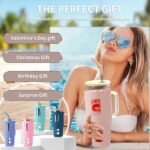 Glass Water Tumbler with Straw and Lid, 32 oz Water Bottle with Handle,Bamboo Lid & Stainless Steel Straw, Portable for Car Holder, Office, Outdoor, Gym - Image 8