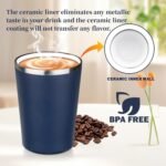 MEZMUT 12 oz Coffee Mug Tumbler Internal ceramic coating Stainless Steel Vacuum Tumbler Travel Mug Spill Proof with Lid Proof Thermos Cups for Hot and Cold Drink(Navy Blue) - Image 3