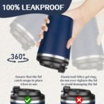 MEZMUT 12 oz Coffee Mug Tumbler Internal ceramic coating Stainless Steel Vacuum Tumbler Travel Mug Spill Proof with Lid Proof Thermos Cups for Hot and Cold Drink(Navy Blue) - Image 6
