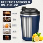 MEZMUT 12 oz Coffee Mug Tumbler Internal ceramic coating Stainless Steel Vacuum Tumbler Travel Mug Spill Proof with Lid Proof Thermos Cups for Hot and Cold Drink(Navy Blue) - Image 8