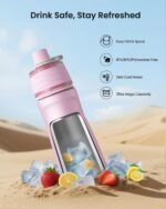 Sport Water Bottle Steel 24OZ - 2 in 1 Mist & Sip Function, Large BPA-Free Reusable, 100% Leakproof With Carry Handle, Lightweight Simple Modern for Girl Women,Gym,School,Camp,Travel,Bicycle Pink - Image 4