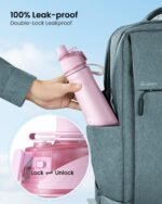 Sport Water Bottle Steel 24OZ - 2 in 1 Mist & Sip Function, Large BPA-Free Reusable, 100% Leakproof With Carry Handle, Lightweight Simple Modern for Girl Women,Gym,School,Camp,Travel,Bicycle Pink - Image 5