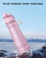 Sport Water Bottle Steel 24OZ - 2 in 1 Mist & Sip Function, Large BPA-Free Reusable, 100% Leakproof With Carry Handle, Lightweight Simple Modern for Girl Women,Gym,School,Camp,Travel,Bicycle Pink - Image 7