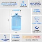 COLDEST Sports Water Bottle 128 oz/One Gallon (Straw Lid), Leak Proof, Vacuum Insulated Stainless Steel, Hot Cold, Double Walled, Metal Canteen Growler Jug (Fusion Blue, Half Gallon) - Image 4