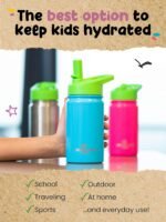 Kids Water Bottle - 12oz Orange | Leak Proof With Straw & Handle | 24 Hours Cold | Insulated, Double Wall Stainless Steel | Easy Sip Toddler Cup | Child's Flask | Eco Friendly - Image 6