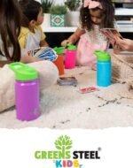 Kids Water Bottle - 12oz Orange | Leak Proof With Straw & Handle | 24 Hours Cold | Insulated, Double Wall Stainless Steel | Easy Sip Toddler Cup | Child's Flask | Eco Friendly - Image 9