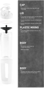 Glass Shaker Cup Odorless BPA Free– Glass Shaker Bottle for Protein 26oz Durable Borosilicate Glass, Leak-Proof & BPA-Free – Ideal for Creamy Protein Shakes, Smoothies & Workout Drinks (White) - Image 3