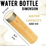 Natrual Bamboo, BPA-Free, Vacuum-Sealed Insulated, Hot-Cold Water Bottle Bamboo and Stainless Steel Water Bottle with Tea Infuser - Image 4