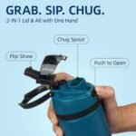 BJPKPK 17oz Insulated Water Bottle with 2-1 Straw Spout Lid, Stainless Steel Metal Water Bottles with Carry Handle, BPA Free, Leak-Proof, Fits in Car Cup Holder, Thermo for Sports,Sea - Image 3