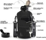 H2O Capsule 2.2L Half Gallon Water Bottle with Storage Sleeve and Removable Straw – BPA Free Large Reusable Drink Container with Handle - Big Sports Jug, 2.2 Liter (74 Ounce), Jet Black - Image 3