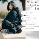 H2O Capsule 2.2L Half Gallon Water Bottle with Storage Sleeve and Removable Straw – BPA Free Large Reusable Drink Container with Handle - Big Sports Jug, 2.2 Liter (74 Ounce), Jet Black - Image 4