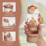 Kawaii Water Bottle Cute Capybara Water Bottle with Straw, Tritan BPA Free Plastic Water Bottles for Boys Girls School Outdoor, Travel, Camping, LeakProof, 17 oz - Image 4
