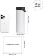 PYD Life 4 Pack Sublimation Water Bottle Blanks 30 OZ 900 ML Sports Wide Mouth Vacuum Insulated Straight Tumblers with Flip Straw and Portalbe Handle - Image 6