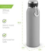 SIPX™ 20 oz Stainless Steel Insulated Water Bottle with Leakproof Lid & Carry Hook – Triple Insulated – Cold 24 Hours/Hot 12 Hours – Perfect for Gym, Work, Sports, Travel – Grey - Image 8