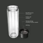 Glass Multi Tea Infuser Bottle 14oz - Double Wall Borosilicate Glass Flask | No Plastic Touches Contents | Perfect for Office or Home - Black - Image 4