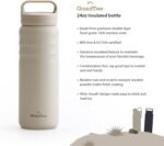 GRANDTIES 2 Lids Sports Stainless Steel Water Bottles – Wide Mouth Vacuum Insulated Reusable Leak Proof BPA-Free Travel Metal Canteen, Thermal Bottles for Men Women Gym (Ivory White 24 oz) - Image 3